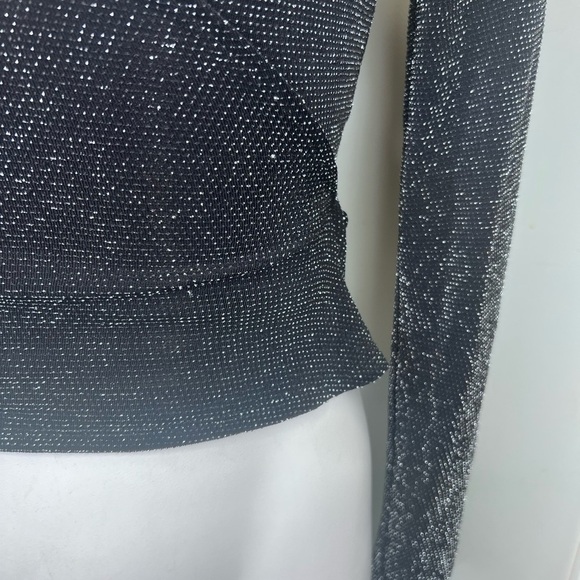 Urban Outfitters Shimmery Black Wrap Blouse Size Small - Picture 3 of 8